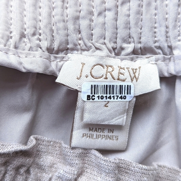 J. Crew Sparkle Linen and Cotton Blend Ruched Waist Mini Skirt in Coconut Sz 2 - Picture 4 of 11